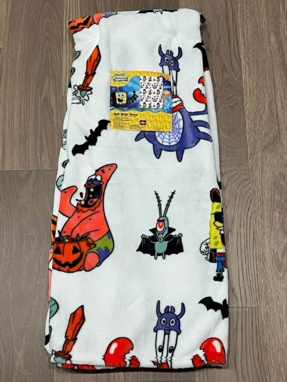 Nickelodeon SPONGEBOB SQUAREPANTS HALLOWEEN Plush Throw Blanket 50x70 Pirate Bat